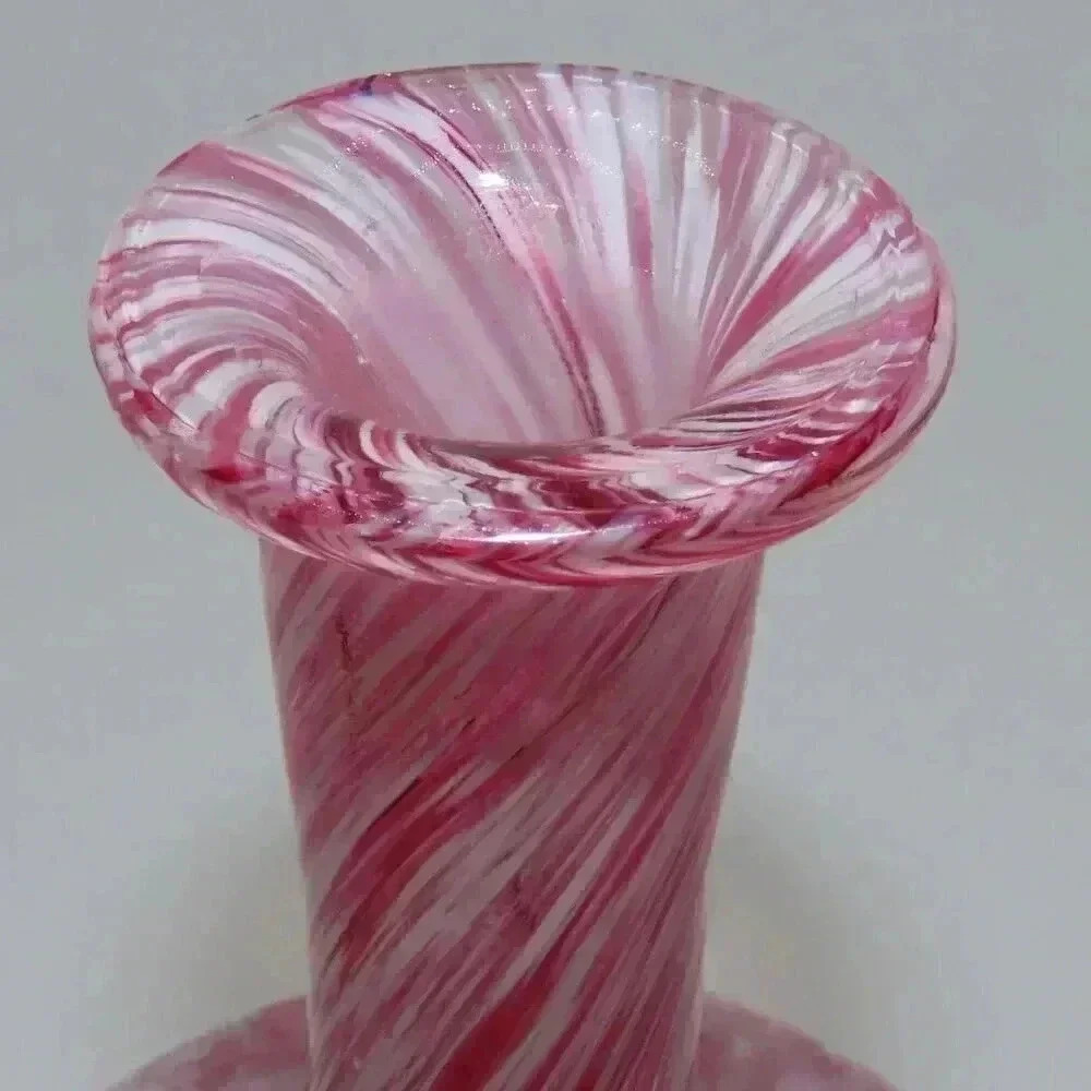 Vintage Glass Decanter Pink Cranberry Spatter Glass Vase - Picture 6 of 8